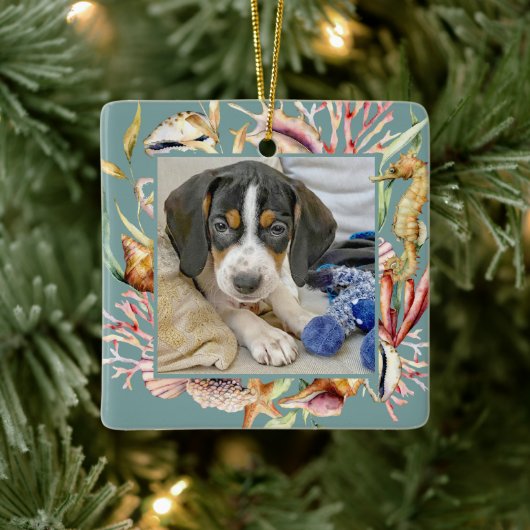 Custom Pet Foto Beach Weihnachten Keramikornament (Baum)