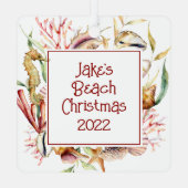 Custom Pet Foto Beach Weihnachten Ornament Aus Metall (Rückseite)