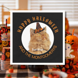 Custom Pet Foto Cat Lover Orange Black Halloween Serviette