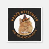 Custom Pet Foto Cat Lover Orange Black Halloween Serviette (Vorderseite)