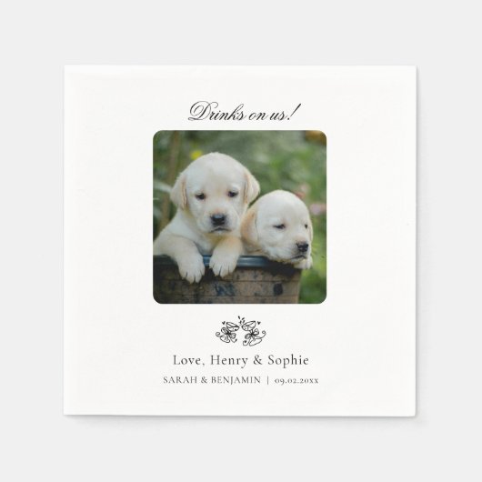 Custom Pet Foto Cocktail Napkins für Hochzeiten Serviette (Vorderseite)