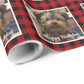 Custom Pet Foto Country Red Buffalo Karo Kariert Geschenkpapier (Rolleneckpunkt)