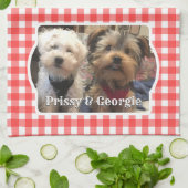 Custom Pet Foto Country Red Buffalo Karo Kariert Geschirrtuch (Gefaltet)