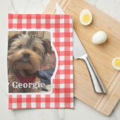 Custom Pet Foto Country Red Buffalo Karo Kariert Geschirrtuch (Viertel Falte)