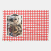 Custom Pet Foto Country Red Buffalo Karo Kariert Geschirrtuch (Horizontal)