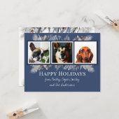 Custom Pet Foto Elegante Watercolor Weihnachtskart Karte (Vorderseite/Rückseite Beispiel)