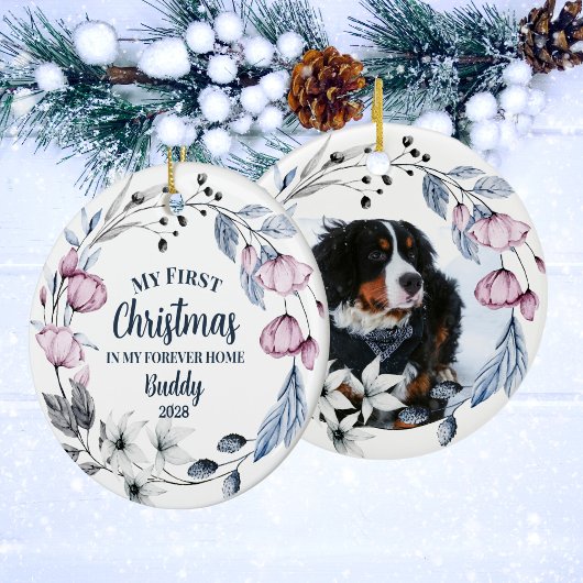 Custom Pet Foto Elegante Weihnachten Keramik Ornament