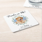 Custom Pet Foto Eucalyptus Dog Wedding Open Bar Rechteckiger Pappuntersetzer (angewinkelt)