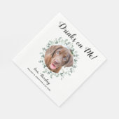 Custom Pet Foto Eucalyptus Open Bar Dog Wedding Serviette (Ecke)