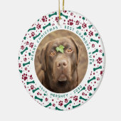 Custom Pet Foto Festive Paw Prints Hund Weihnachte Keramik Ornament (Links)
