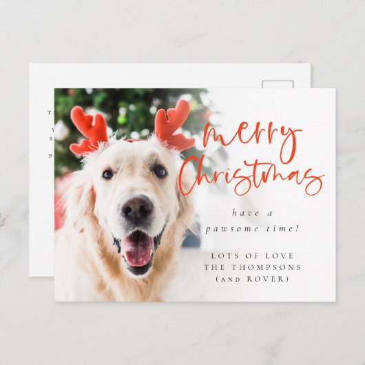 Custom Pet Foto Frohe Weihnachtsfeiertage Postkarte (Vorne/Hinten)