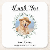 Custom Pet Foto Hund Hochzeit Eukalyptus Vielen Da Rechteckiger Pappuntersetzer (Vorderseite)