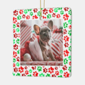 Custom Pet Foto Red Green Paw Weihnachten drucken Keramikornament (Links)