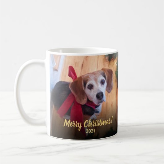 Custom Pet Foto Script Frohe Weihnachten vom Hund Kaffeetasse (Links)