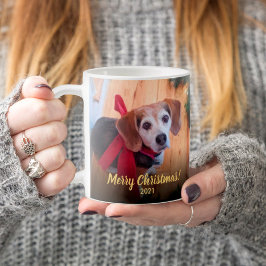 Custom Pet Foto Script Frohe Weihnachten vom Hund Kaffeetasse