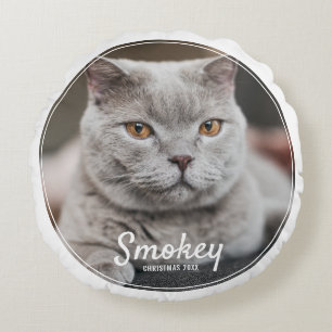 Custom Pet Foto Weihnachtsfeiertag Rundes Kissen
