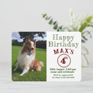 Custom Pet Foto Welpe Hund Geburtstag Einladung