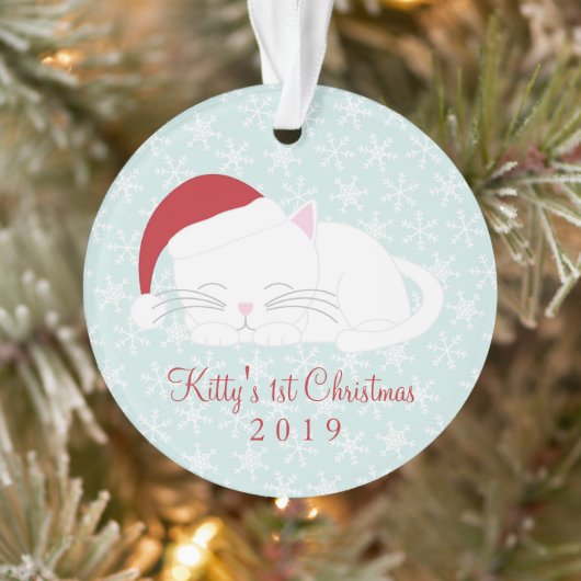Custom Pet Foto White Cat Weihnachten Ornament (Baum)