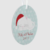 Custom Pet Foto White Cat Weihnachten Ornament (Vorderseite)