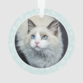 Custom Pet Foto White Cat Weihnachten Ornament (Rückseite)