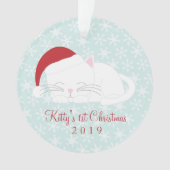 Custom Pet Foto White Cat Weihnachten Ornament (Vorderseite)