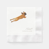 Custom Pet Französisch Bulldog Hochzeit geprägt Serviette (Vorderseite)