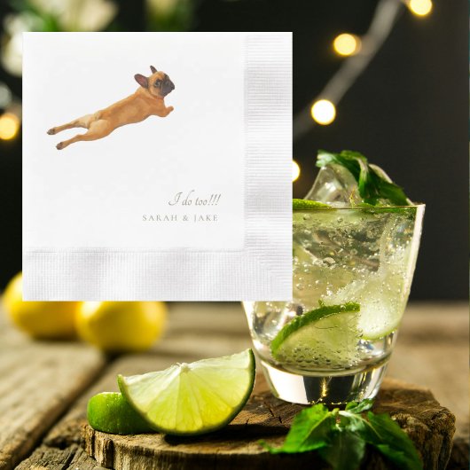 Custom Pet Französisch Bulldog Hochzeit geprägt Serviette