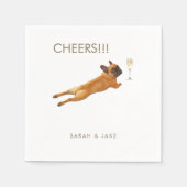 Custom Pet French Bulldog Hochzeitscocktail Serviette (Vorderseite)