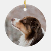 Custom Pet Hund 2 Foto Weihnachten Keramik Ornament (Hinten)