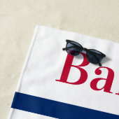 Custom Pet Hund 3 Foto Collage Red Blue Strip Strandtuch (Beispiel)