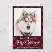Custom Pet Hund Foto Frohe Weihnachten Rot Kariert (Vorderseite)