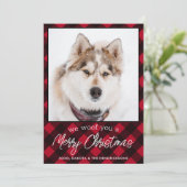 Custom Pet Hund Foto Frohe Weihnachten Rot Kariert (Stehend Vorderseite)
