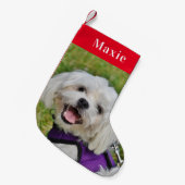 Custom Pet Hund Foto Holiday Red Personalisiert Kleiner Weihnachtsstrumpf (Vorderansicht (hängend))