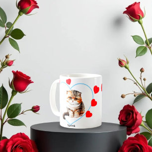 Custom Pet Hund Foto Modernes Goldenes Herz Zwei Kaffeetasse