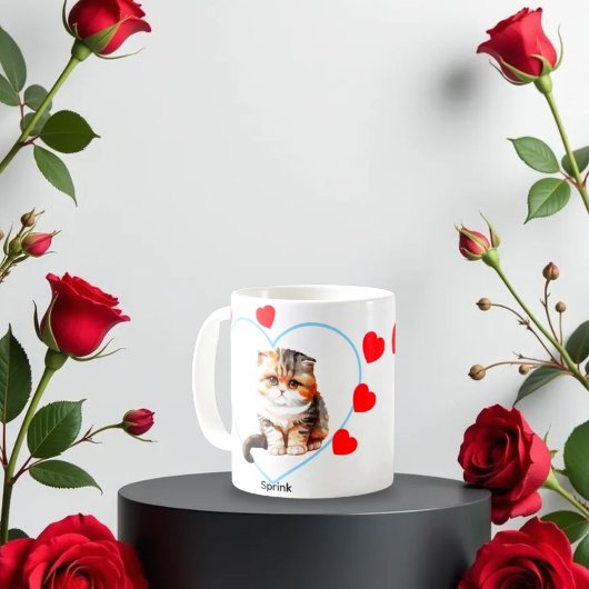 Custom Pet Hund Foto Modernes Goldenes Herz Zwei Kaffeetasse