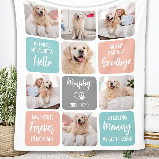 Custom Pet Hund Memorial Chic Pastellfarben 7 Foto Fleecedecke