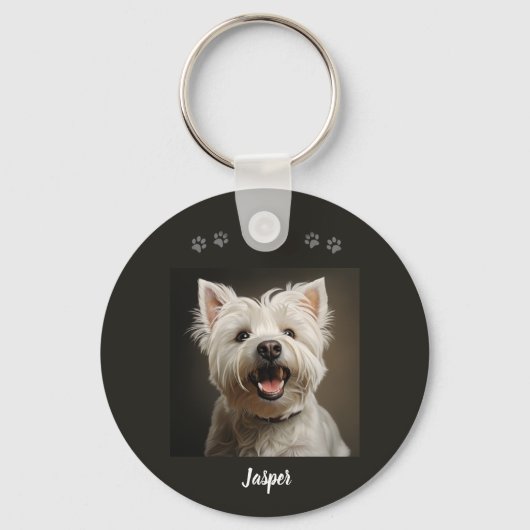 Custom Pet Keychain Using Your Photo & Name Schlüsselanhänger (Vorderseite)