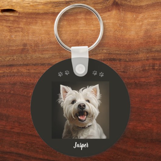 Custom Pet Keychain Using Your Photo & Name Schlüsselanhänger (Rückseite)