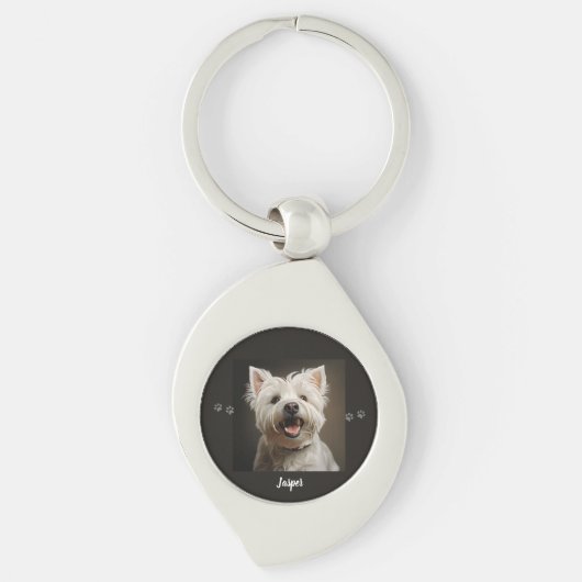 Custom Pet Keychain Using Your Photo & Name Schlüsselanhänger (Vorderseite)