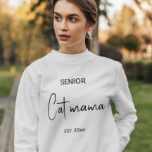 Custom Pet Lover Black Script Senior Cat Mom Ash