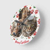 Custom Pet Lover Christmas Wall Clock Runde Wanduhr (Winkel)