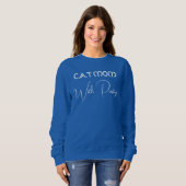 Custom Pet Lover White Script Cat Mom Deep Royal Sweatshirt (Vorne ganz)