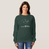 Custom Pet Lover White Script Cat Mom Forest Green Sweatshirt (Vorne ganz)