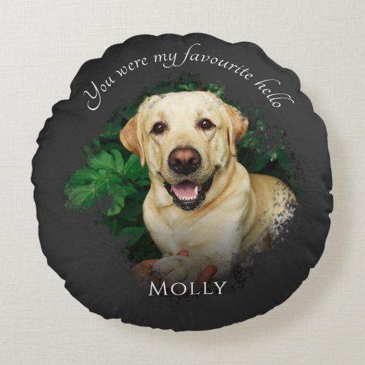 Custom Pet Memorial Favorit Hallo Hardest Goodbye Rundes Kissen (Vorderseite)