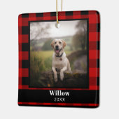 Custom Pet Memorial Foto Buffalo Kariert Keramikornament (Links)