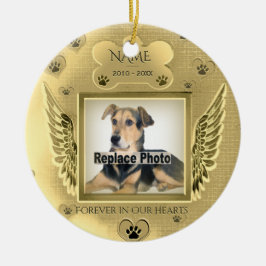 Custom Pet Memorial Gold Hearts Keramik Ornament