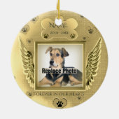 Custom Pet Memorial Gold Hearts Keramik Ornament (Hinten)