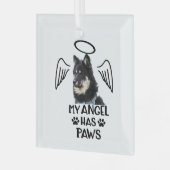 Custom Pet Memorial Ornament My Angel Has Wings Aus Glas (Vorderseite links)