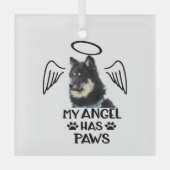 Custom Pet Memorial Ornament My Angel Has Wings Aus Glas (Vorderseite)