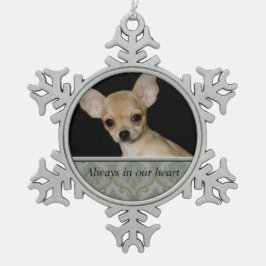 Custom Pet Memorial Pewter Snowflake Ornament